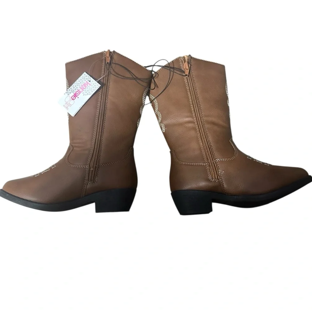 NWT/KENSIE GIRL Brown Cowboy Boots Kids - Mid Calf Western Shoes Cowgirl Riding